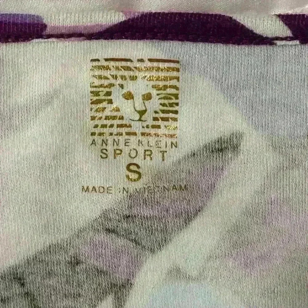 ANNE KLEIN SPORT 2for 1 Watercolor Stripe Split Neck Tee AND purple splash - Picture 10 of 13